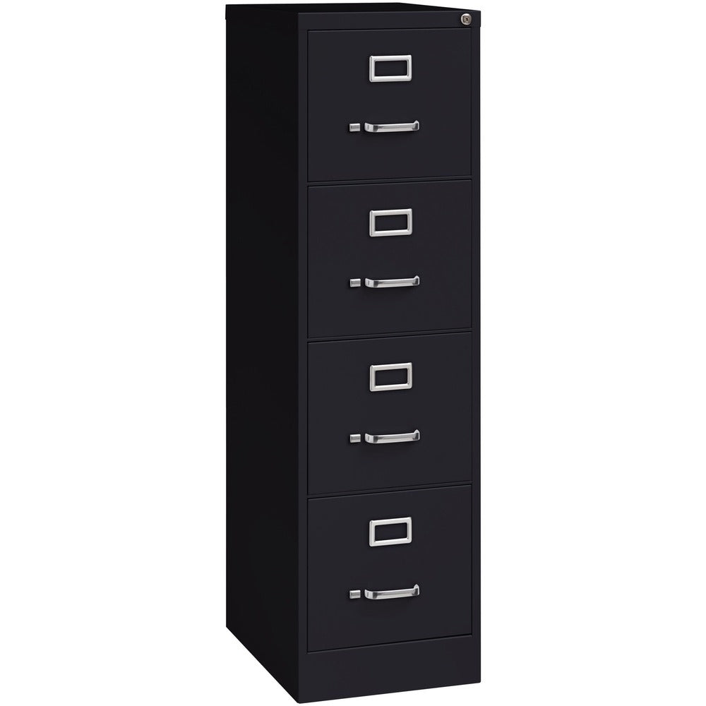 Image of Lorell Vertical File, 22" Deep, 4-Dwr, Letter, 15"x22"x52", BK