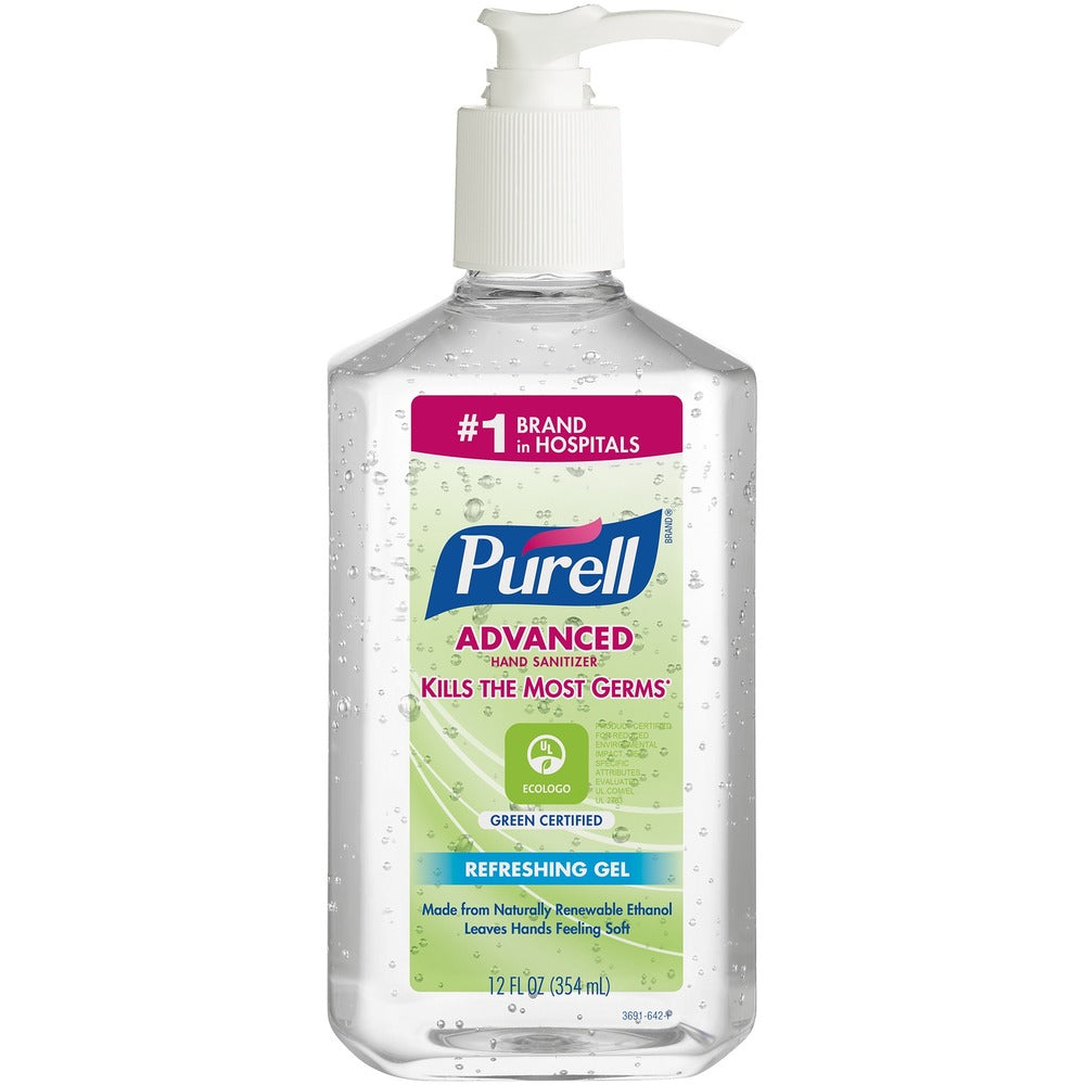 Image of Gojo Instant Hand Sanitizer, Green Cert, 12 fl.oz, Clear