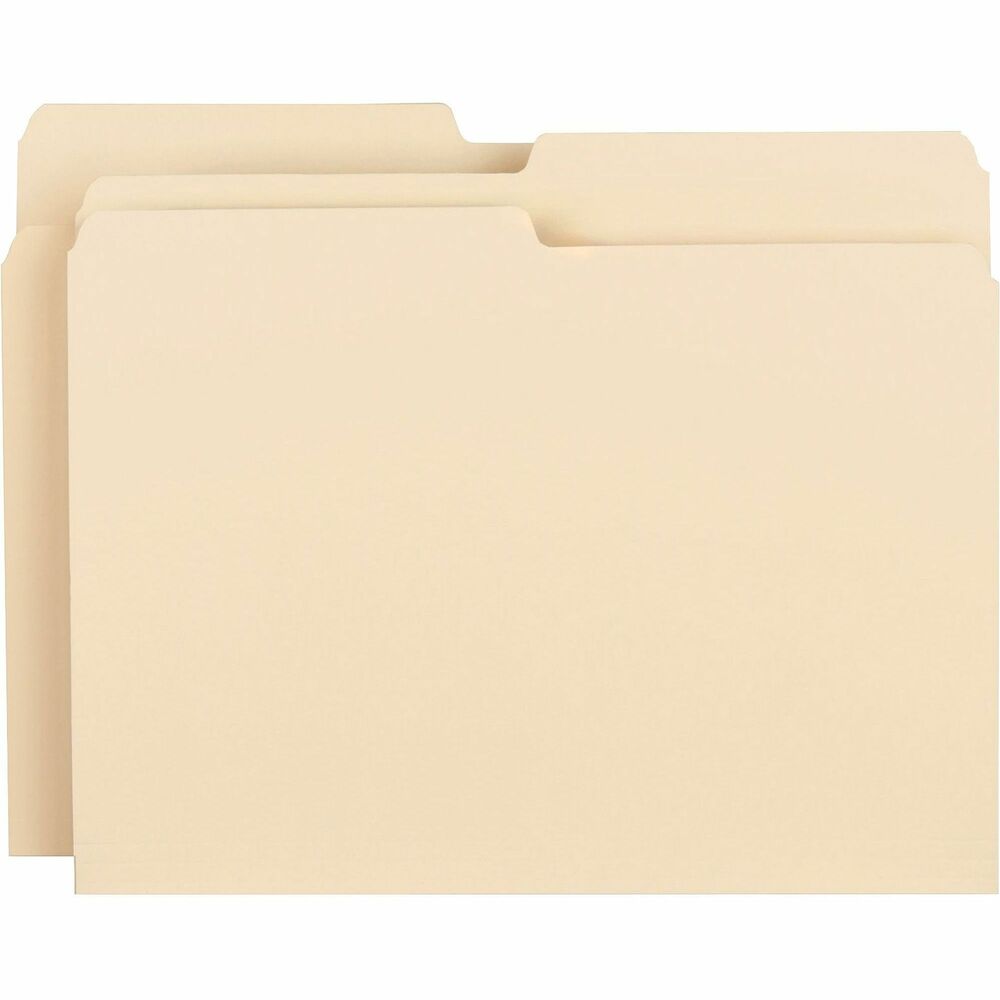 Image of Business Source File Folder, 11 pt, 1/2 Cut Ast Tabs, Letter, 100/BX, Manila