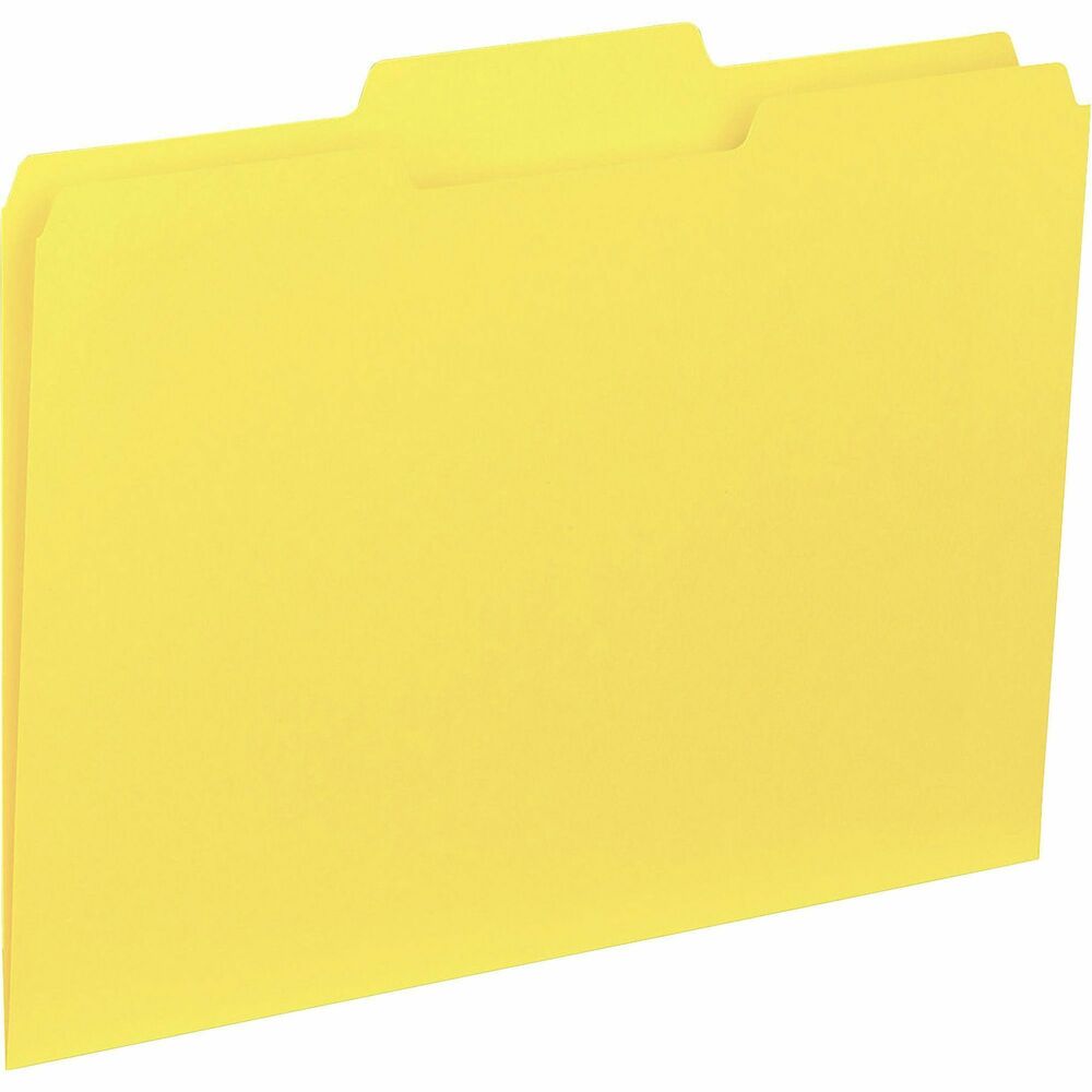 Image of Business Source File Folder, Interior, Ltr, 1/3" Cut, 100/BX, Yellow