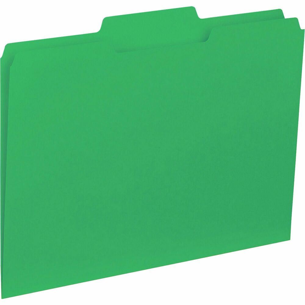 Image of Business Source File Folder, Interior, Ltr, 1/3" Cut, 100/BX, Green