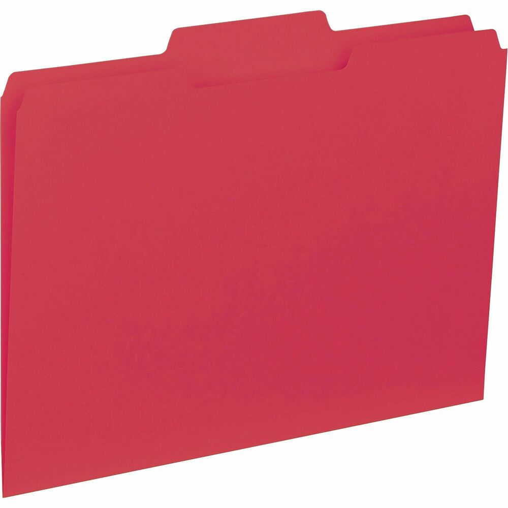 Image of Business Source File Folder, Interior, Ltr, 1/3" Cut, 100/BX, Red