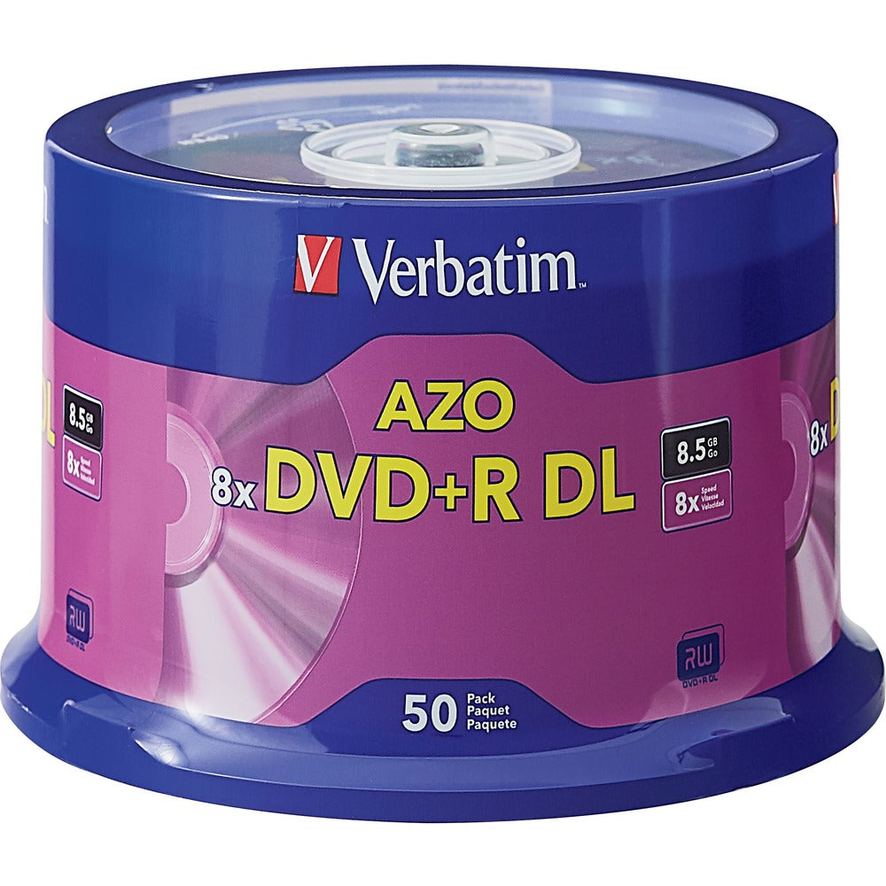 Image of Verbatim DVD+R DL, Branded, 8X, 8.5GB, Spindle, 50 Discs/PK