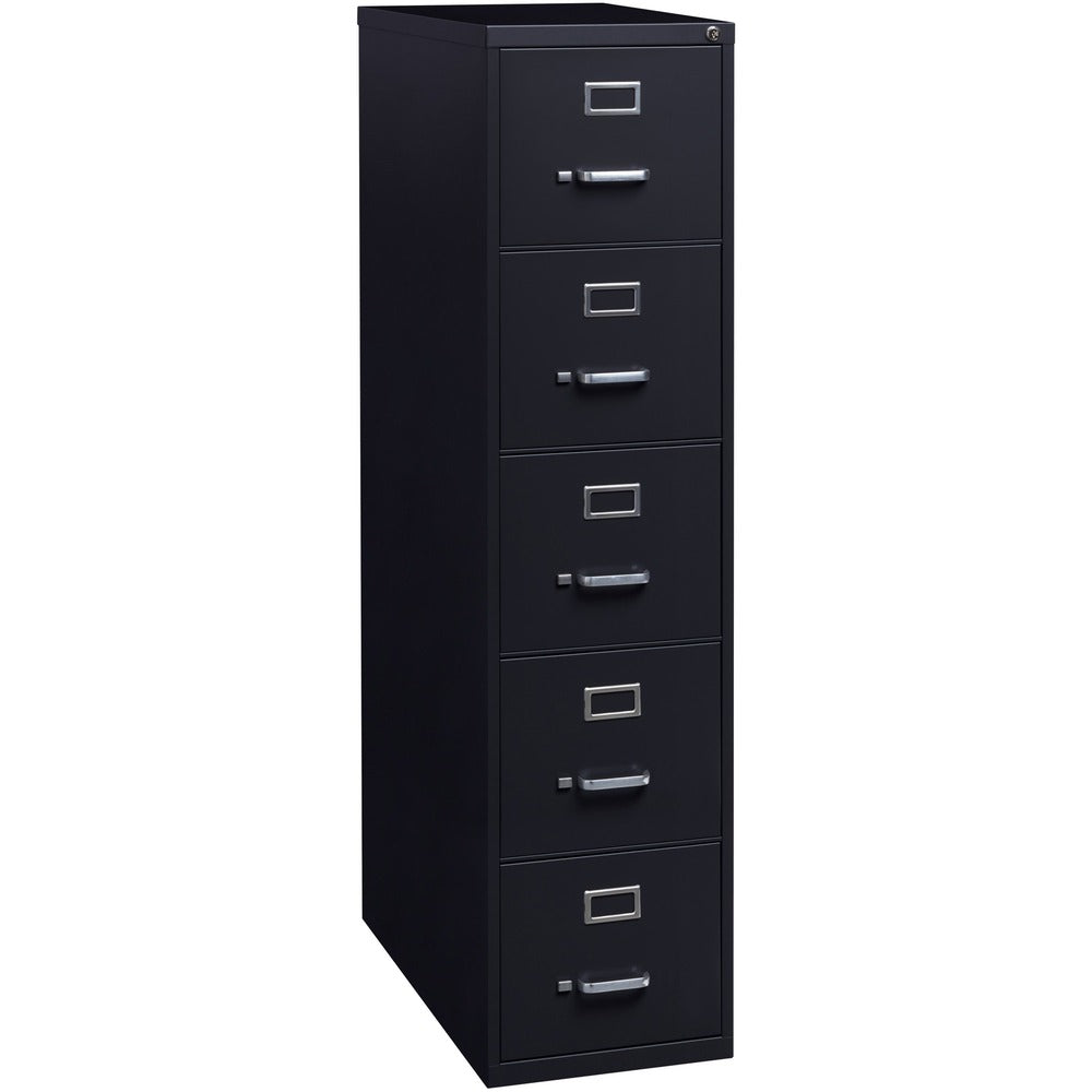 Image of Lorell Vertical File, 5-Drawer, Ltr, 15"x26-1/2"x61-3/8", Black