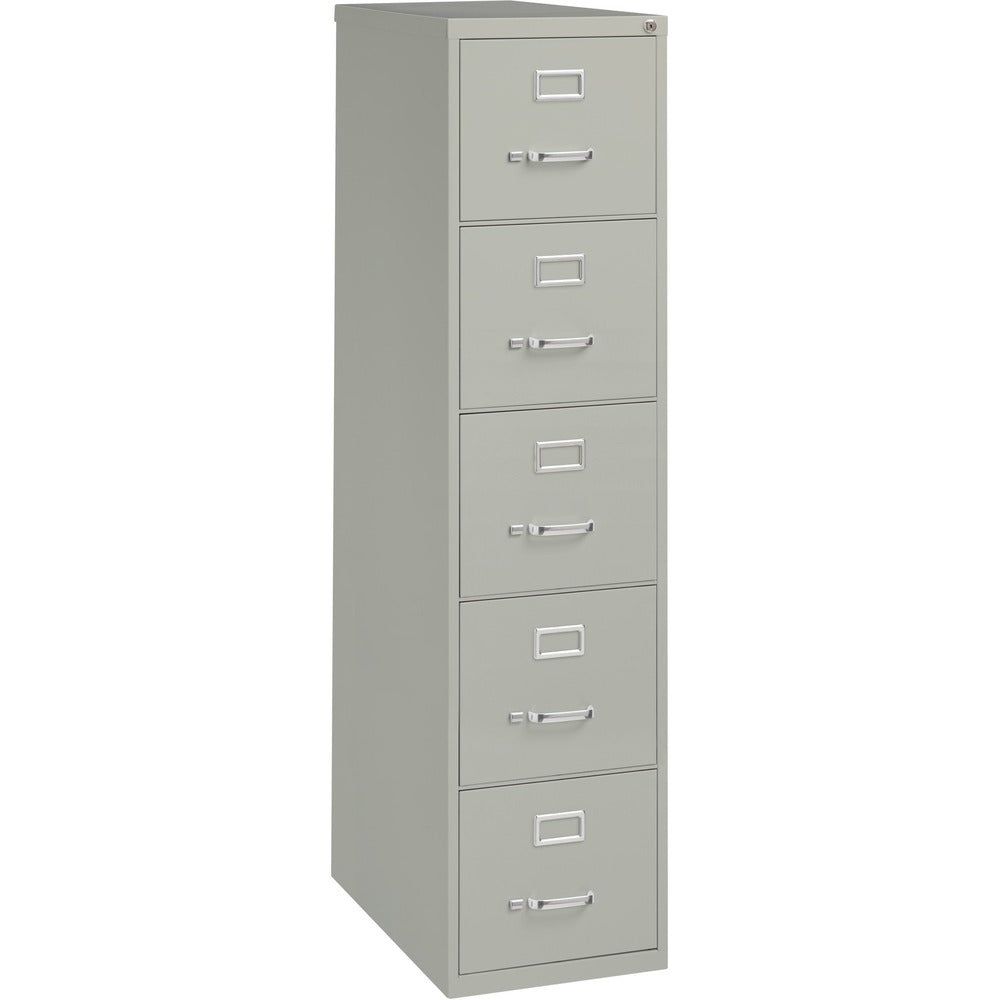 Image of Lorell Vertical File, 5-Drawer, Ltr, 15"x26-1/2"x61-3/8", Lt Gray