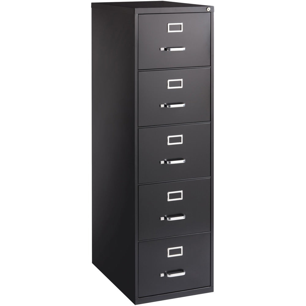 Image of Lorell Vertical File, 5-Drawer, Lgl, 18"x26-1/2"x61-3/8", Black