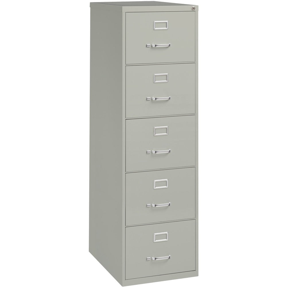Image of Lorell Vertical File, 5-Drawer, Lgl, 18"x26-1/2"x61-3/8", Lt Gray