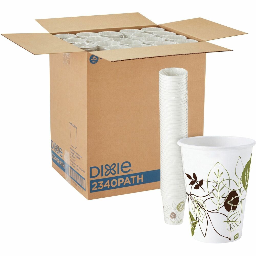 Image of Dixie Foods Hot Cups, Polylined, 10oz, 1000/CT, Pathways/White