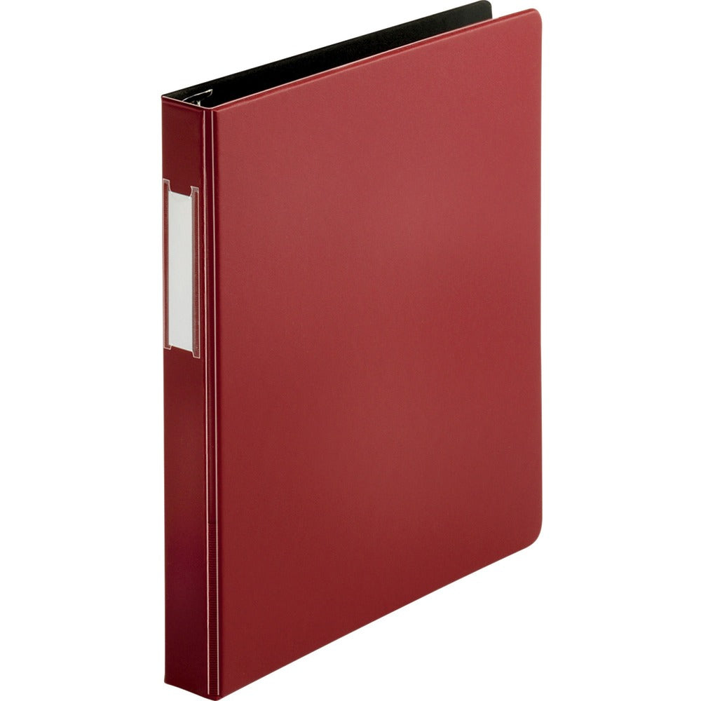 Image of Business Source D-Ring Binder, w/Label Holder, Hvy-Dty, 1", Burgundy