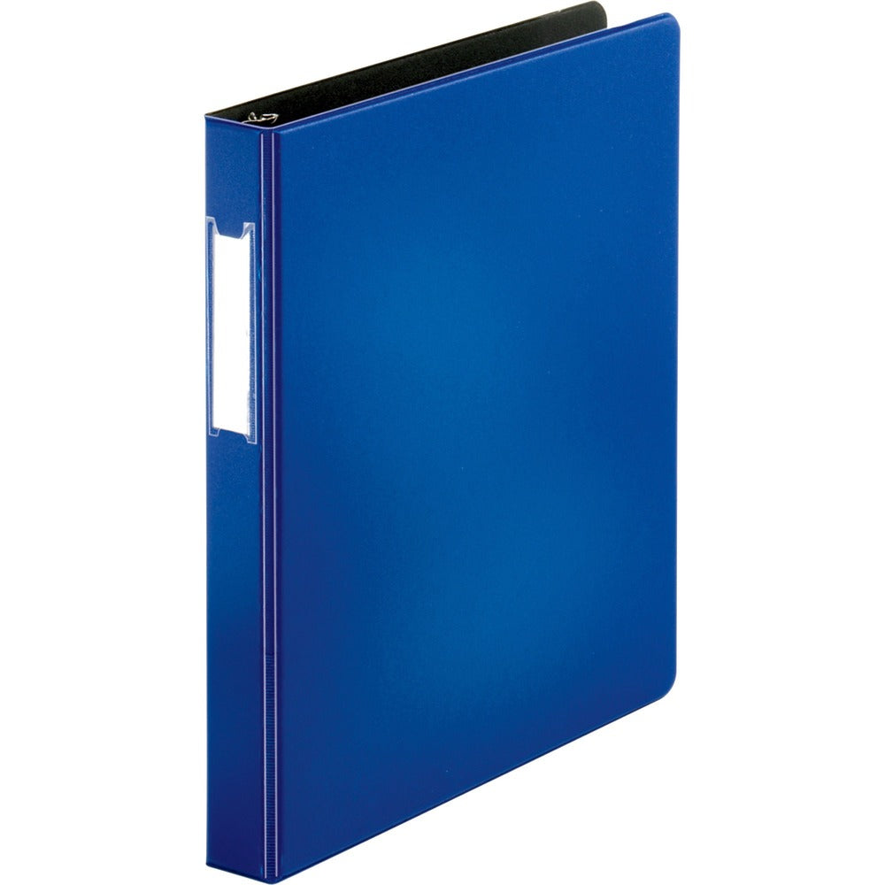 Image of Business Source D-Ring Binder, w/Label Holder, Hvy-Dty, 1", Blue