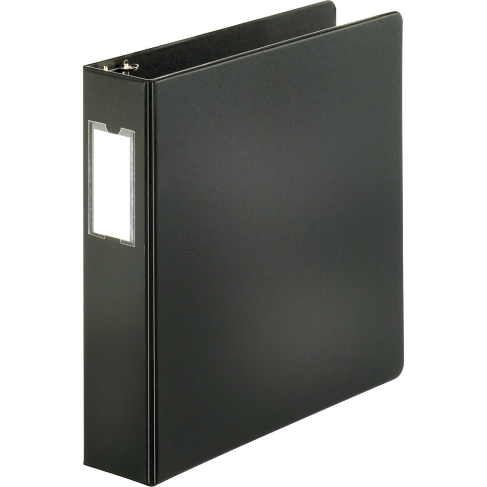 Image of Business Source D-Ring Binder, w/Label Holder, Hvy-Dty, 2", Black
