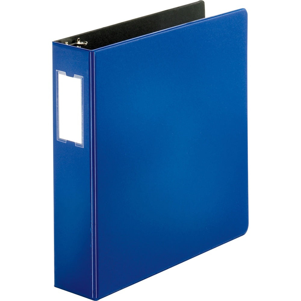Image of Business Source D-Ring Binder, w/Label Holder, Hvy-Dty, 2", Blue