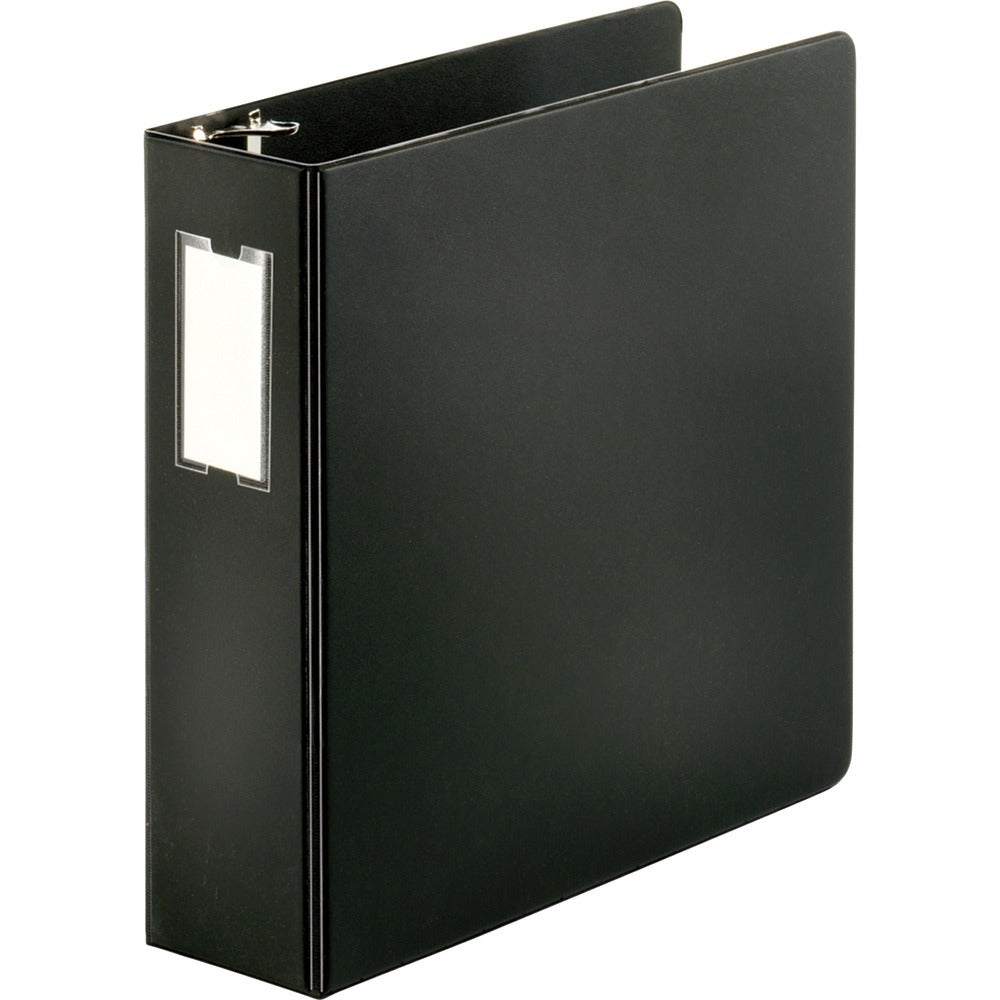 Image of Business Source D-Ring Binder, w/Label Holder, Hvy-Dty, 3", Black