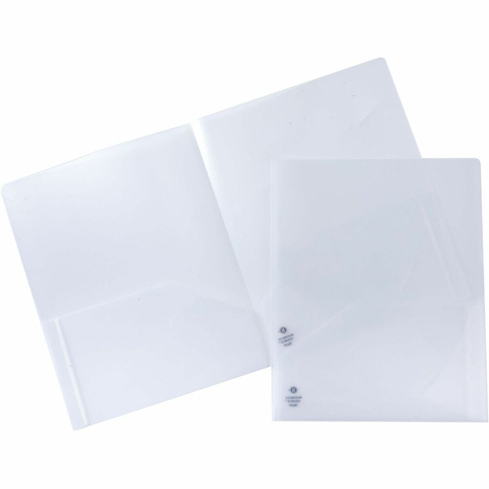Image of Business Source Portfolio, 2-Pocket, 60 Sht Cap, 8-1/2"x11", 5/PK, Clear