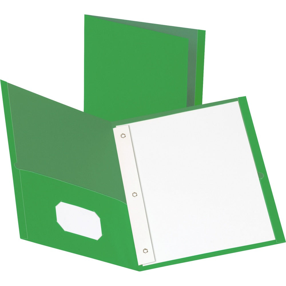 Image of Business Source 2-Pocket Folders, 100 Sh Cap, Ltr, 9-1/2"x11", 25/BX, GN