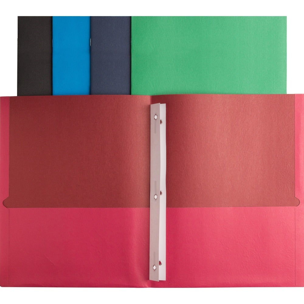 Image of Business Source 2-Pocket Folders, 100 Sh Cap, Ltr, 9-1/2"x11", 25/BX, AST