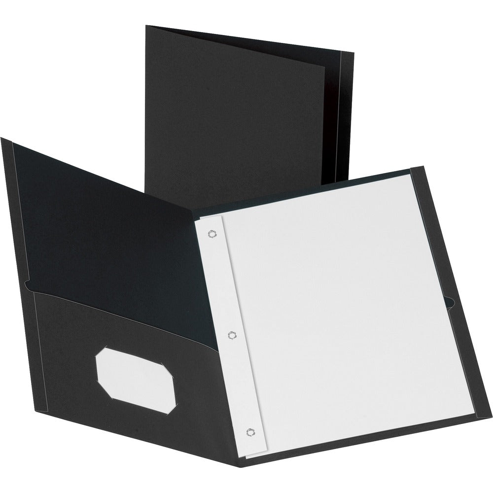 Image of Business Source 2-Pocket Folders, 100 Sh Cap, Ltr, 9-1/2"x11", 25/BX, BK