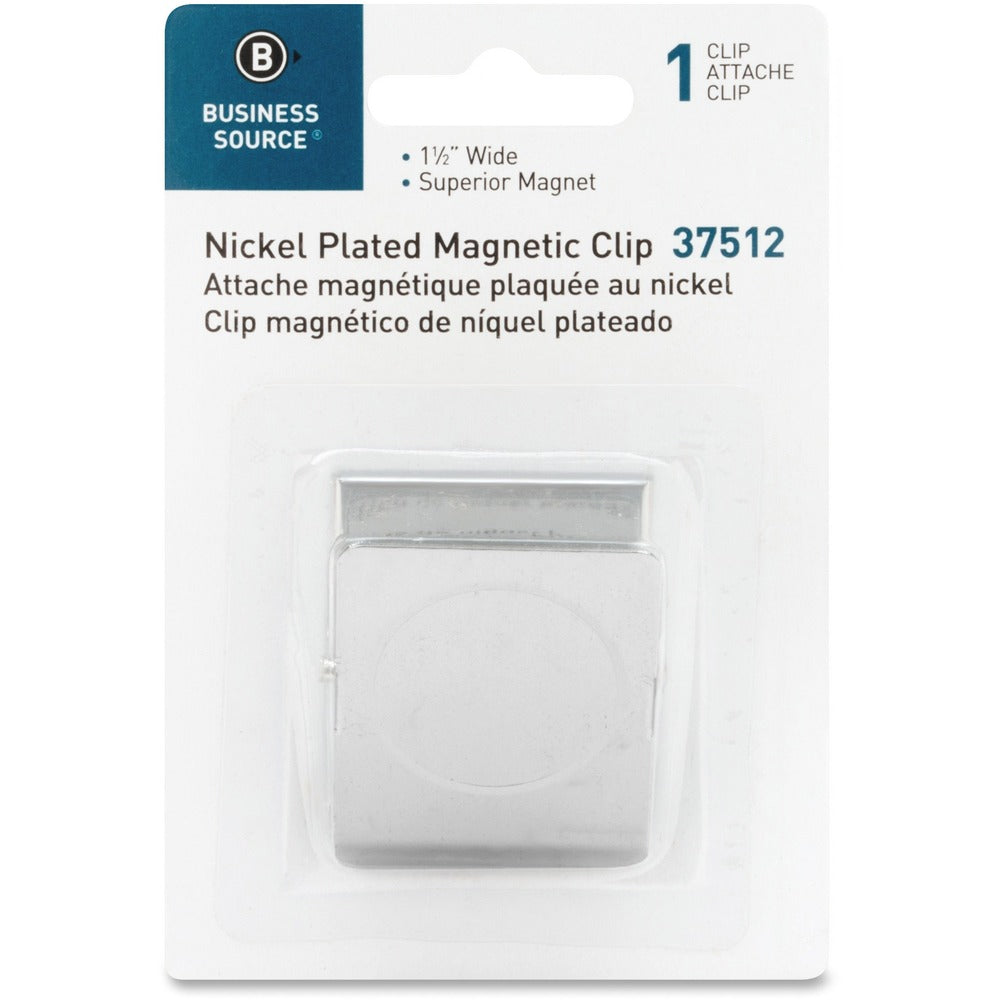 Image of Business Source Magnetic Metal Clip, Small, 1-1/2", 1.0mm, Chrome