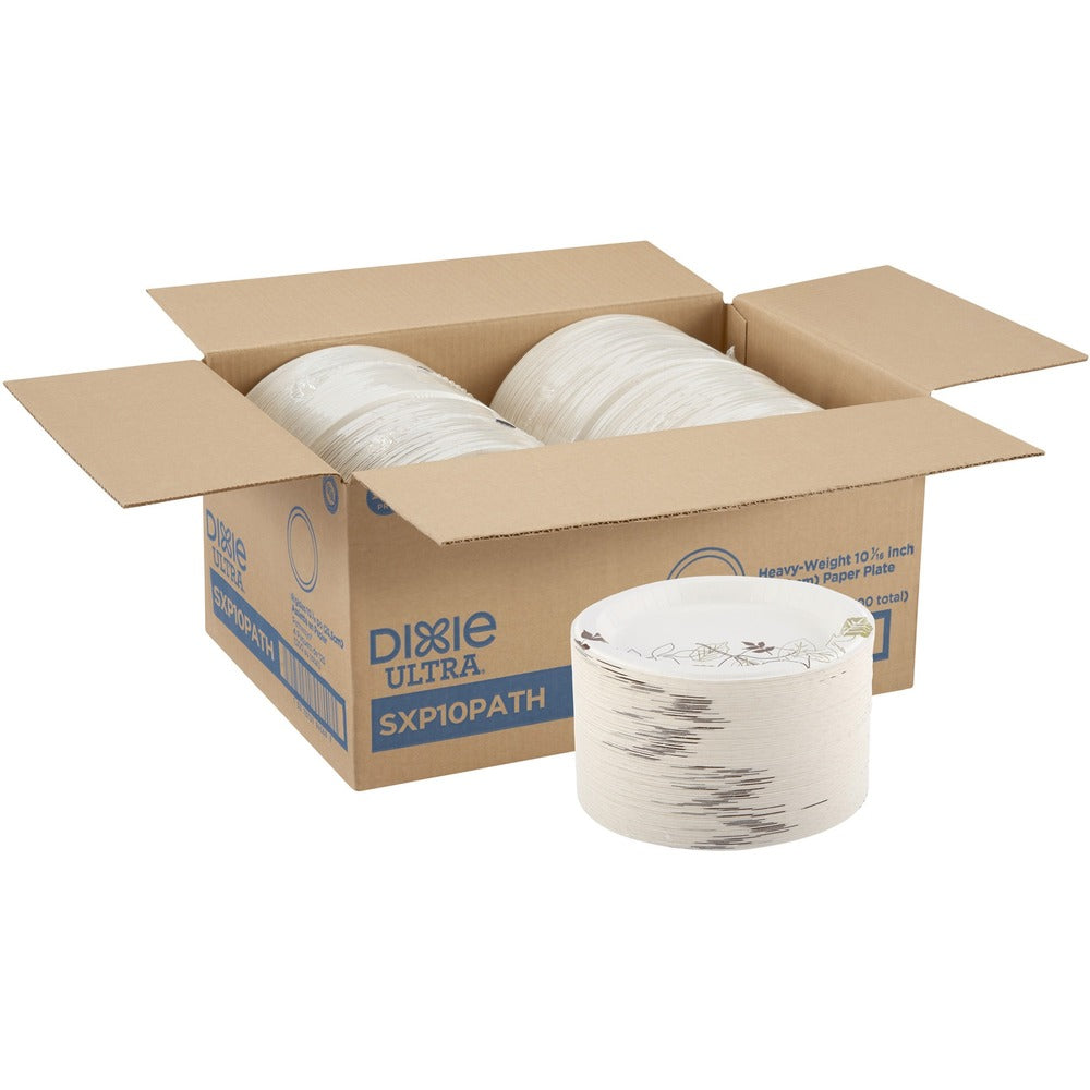Image of Dixie Foods Plates,Extra Heavy Weight,10",125/PK,4PK/CT,Pathways/White