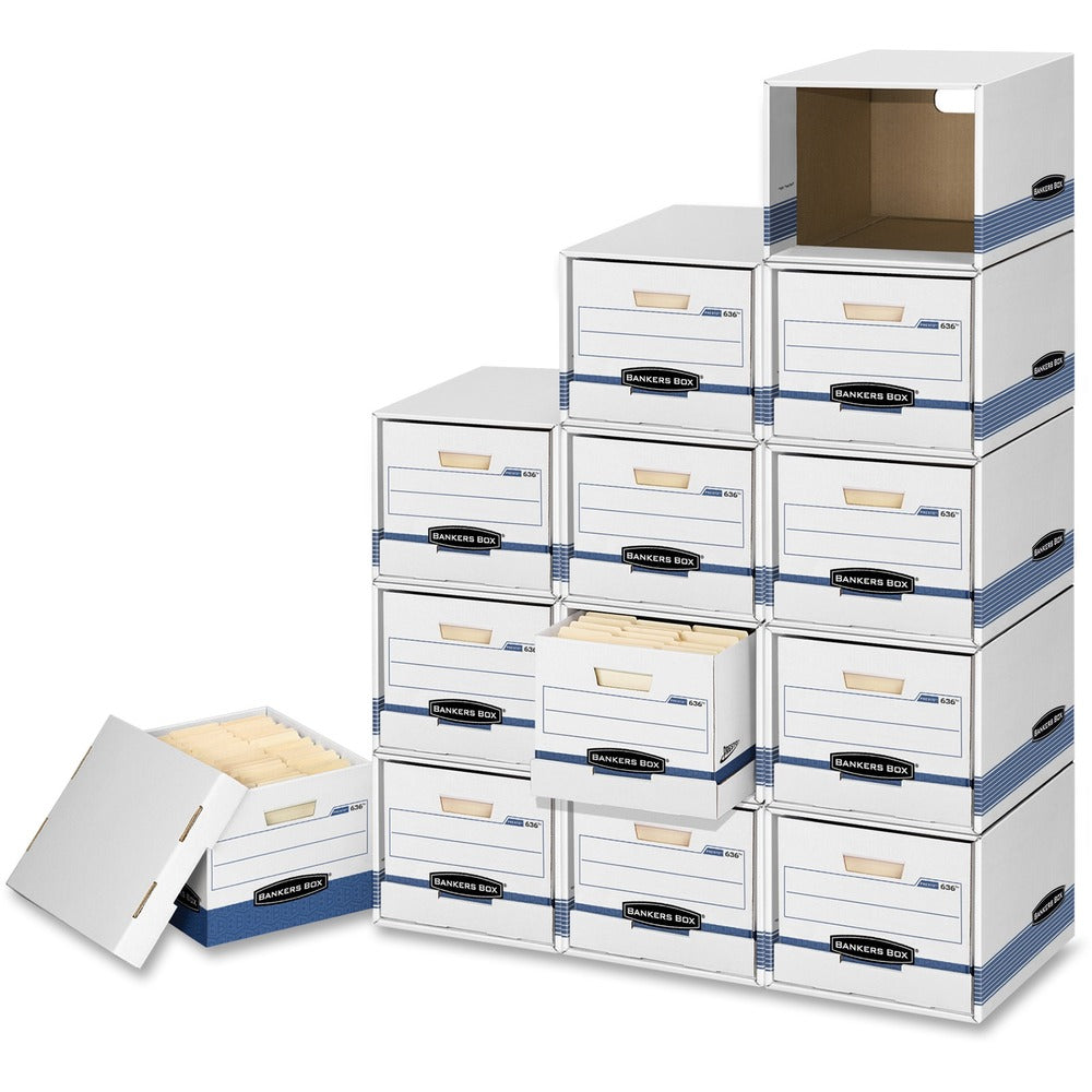 Image of Fellowes File/Cube Box Shell, Ltr/Lgl,12"x15"x10", 6/CT, White/Blue