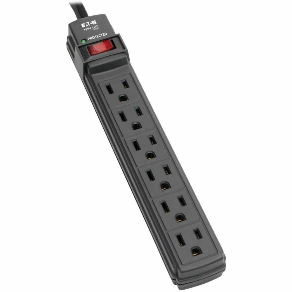 Image of Tripp Lite Surge Protector,6-Outlet,6'Cord,3-4/5"Wx1-1/10"Dx11-1/4"H,BK