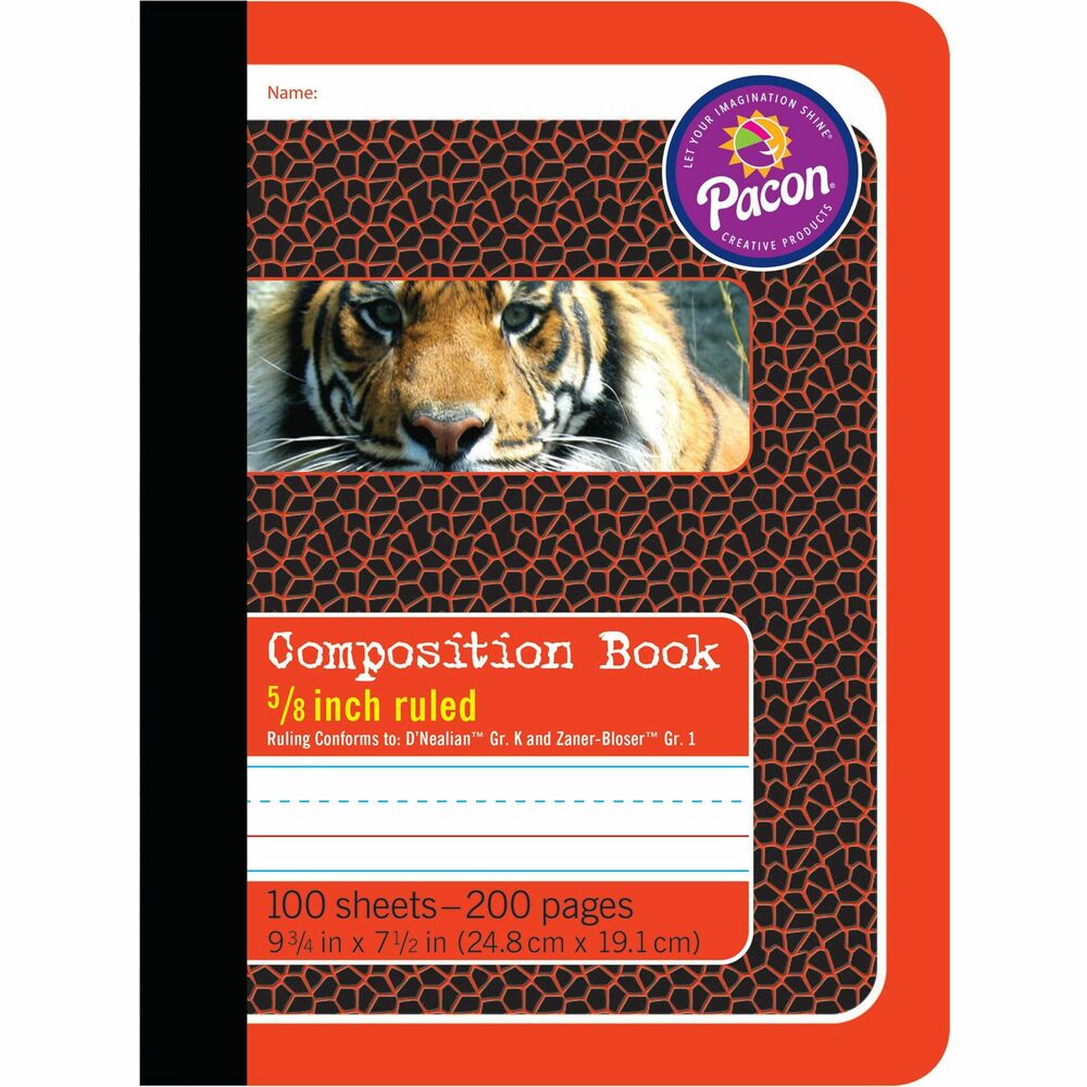 Image of Pacon Composition Book, 5/8" Ruled, 100 Shts, 9-3/4"x7-1/2", BKWE
