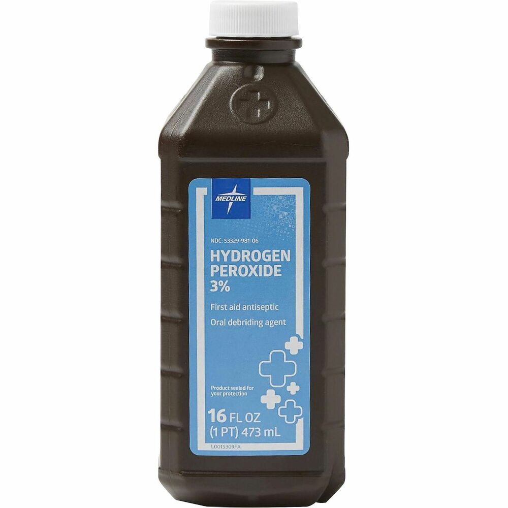 Image of Medline Hydrogen Peroxide, 3%, 16 oz, Brown/White