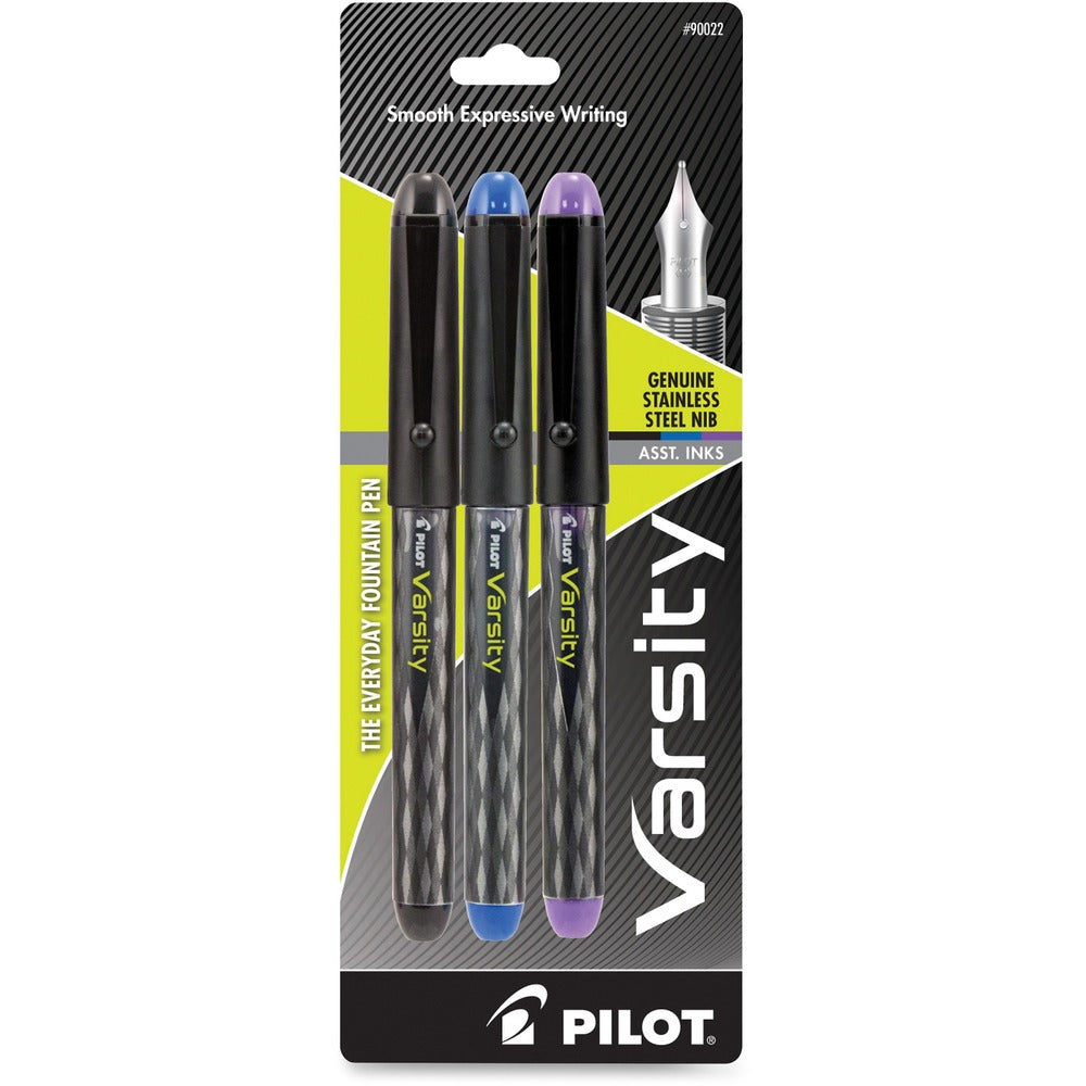 Image of Pilot Fountain Pen,Liquid Ink,Disposable,Medium,3/PK,AST