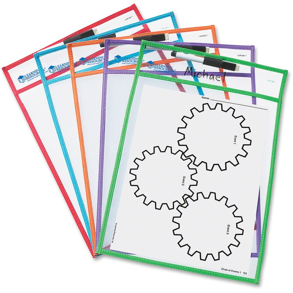 Image of Learning Resources Write-And-Wipe Pockets, 5/ST, Multi