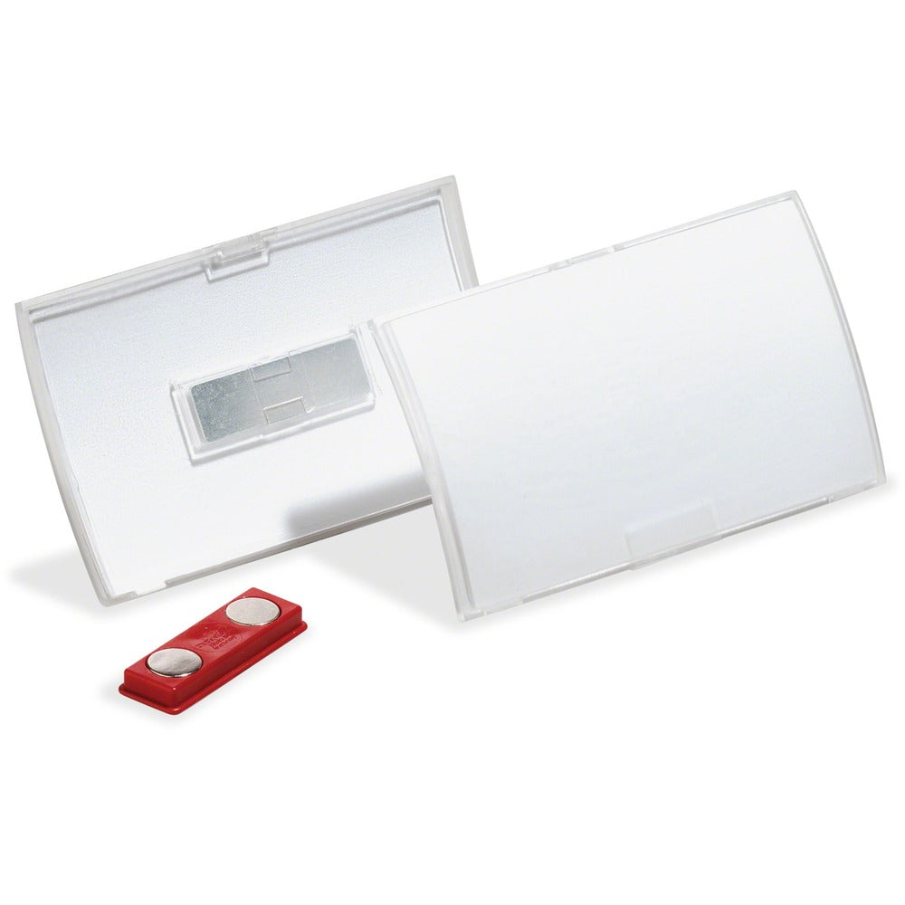 Image of Durable Office Products Name Badge Holder, Dbl Magnets, 3-3/4"x2-1/4, 10/PK, Clear