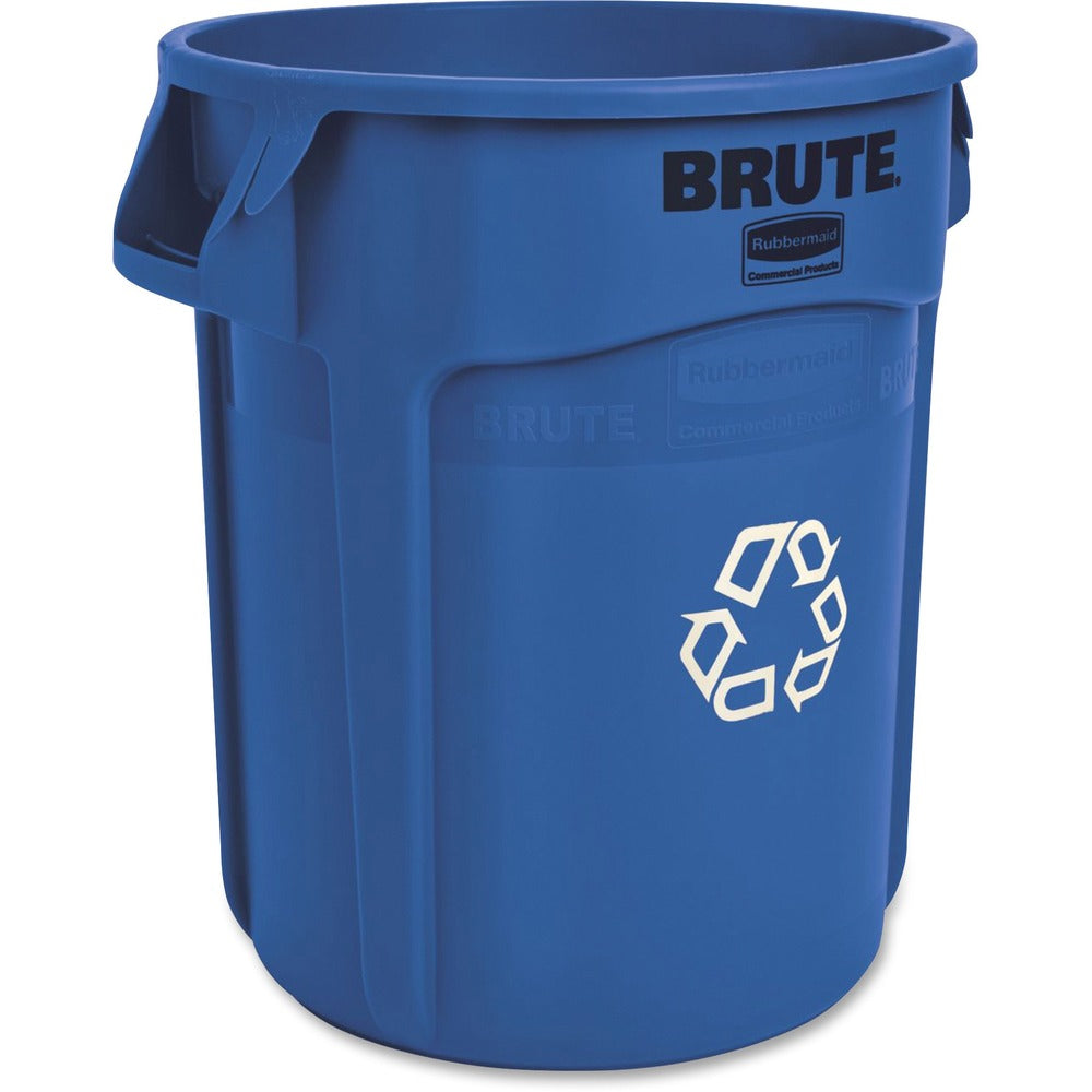 Image of Rubbermaid Commercial Products Recycling Container, Brute, w/Handles, 20 Gal, Blue