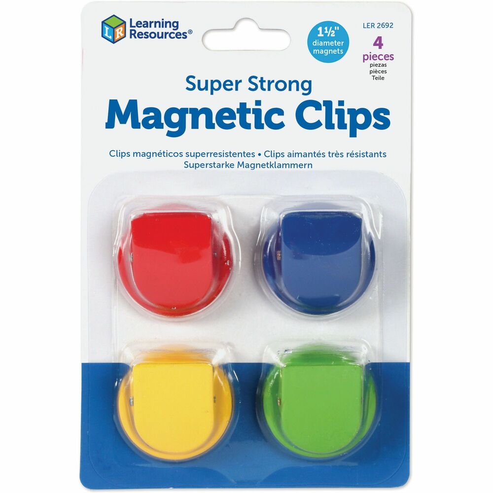 Image of Learning Resources Super Strong Magnetic Clips, 1-1/2" D, 4/PK, Multi