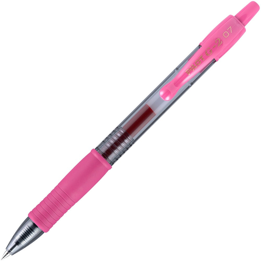 Image of Pilot Gel Pen, Retractable, Rubber Grip, Fine Pt, Pink
