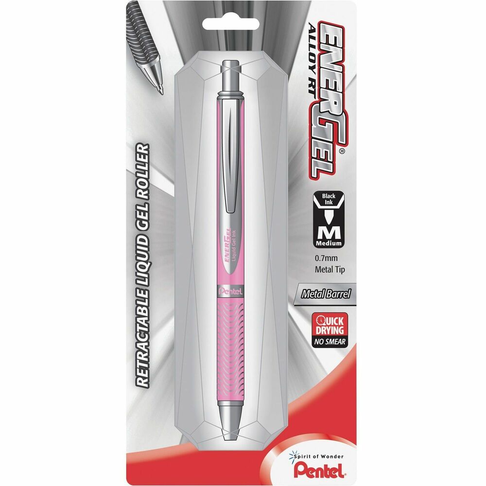 Image of Pentel Gel Pen, Retract, Metal Tip, .7mm, Med Pt, SR Barrel/BK Ink