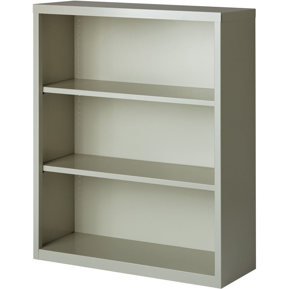 Image of Lorell Steel Bookcase, 3-Shelf, 34-1/2"x13"x42", Light Gray