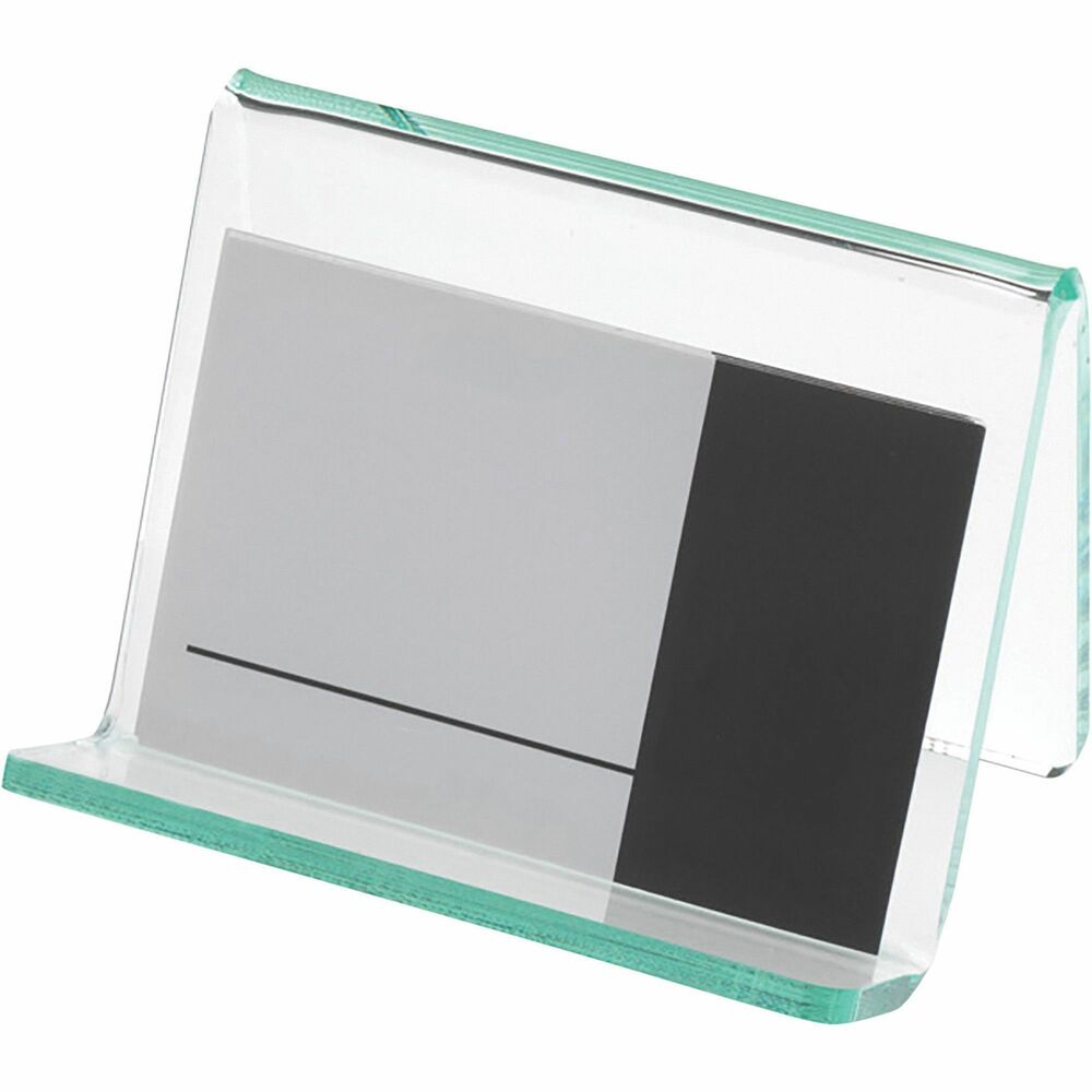 Image of Lorell Business Card Holder, 3-1/4"x3"x2-5/8", Clear/Green