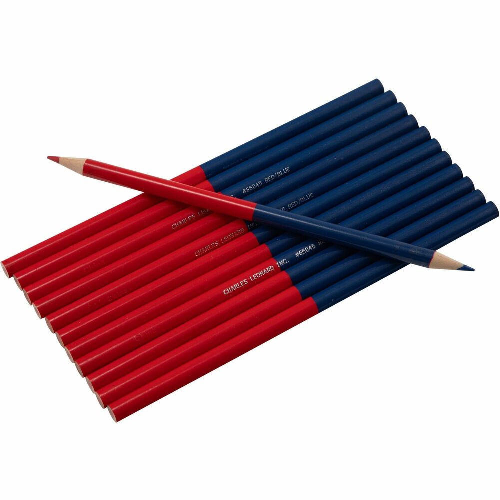 Image of Charles Leonard, Inc Checking Pencils, Dual Sided, 12/BX, Red/Blue