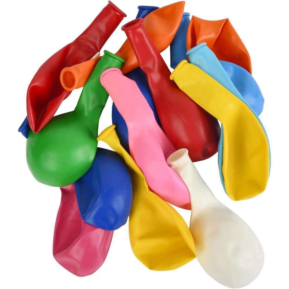 Image of Tatco Balloons, Helium-Quality, 12" Latex, 100/PK, Assorted Bright