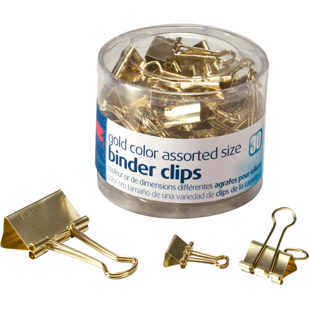 Image of Officemate Binder Clips, Assorted Sizes, 30/PK, Gold