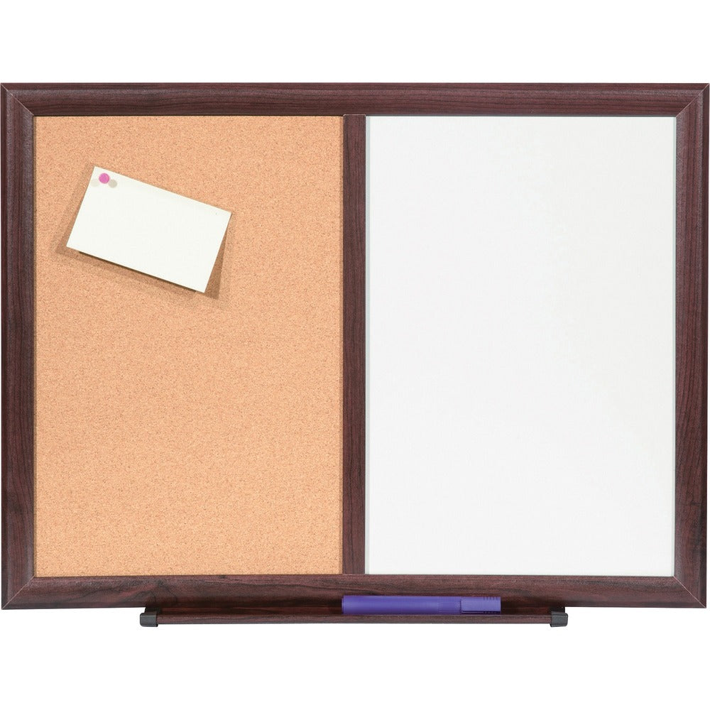 Image of Lorell Bulletin Board Combo,Dry-Erase/Cork, 24"x18", Mahogany Frame