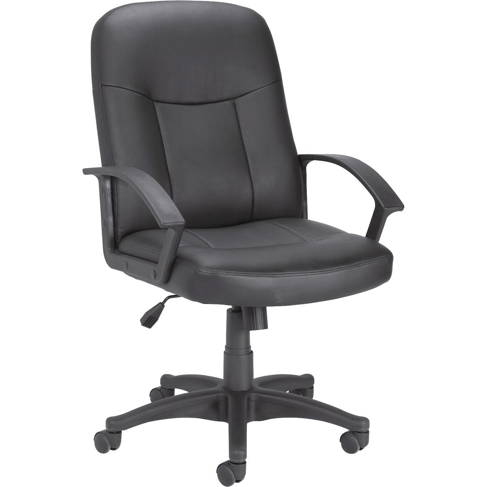 Image of Lorell Exec Mid-Back Chair,26-1/4"x27-1/2"x38-1/2-42",BK Leather