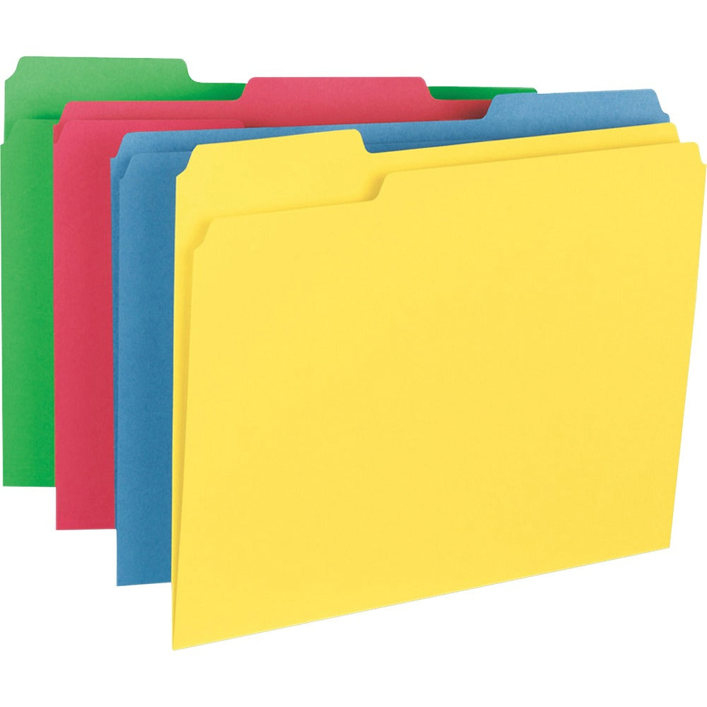 Image of Business Source File Folders, HvyWeight, Ltr, 1/3Cut, 14pt, 50/BX, Assorted