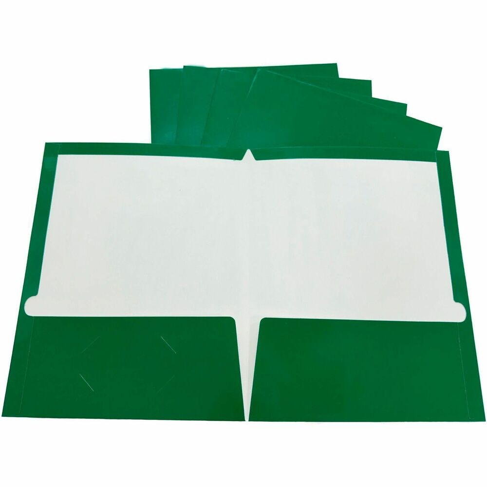 Image of Business Source Two Pocket Folder, Ltr, 2-Pkts, 100 Shts, 25/BX, GN