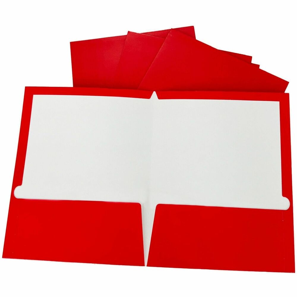 Image of Business Source Two Pocket Folder, Ltr, 2-Pkts, 100 Shts, 25/BX, RD