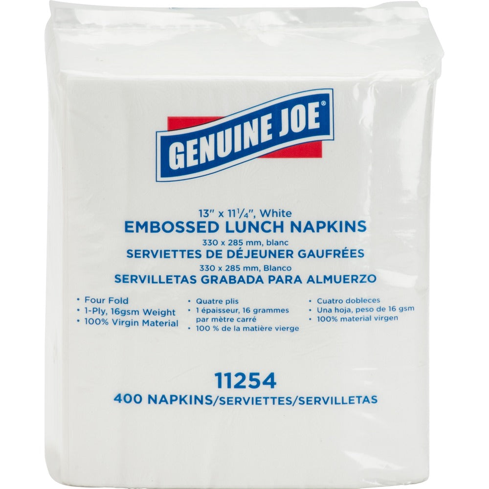 Image of Genuine Joe Luncheon Napkins,1-Ply,13"x11-1/4",400/PK,WE