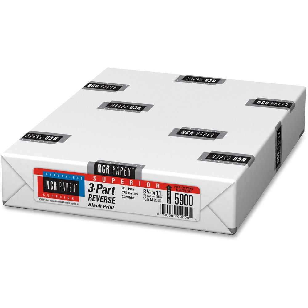 Image of NCR Paper Reverse 3-Part Paper, 8-1/2"x11", 500SH/PK,PK/CY/WE