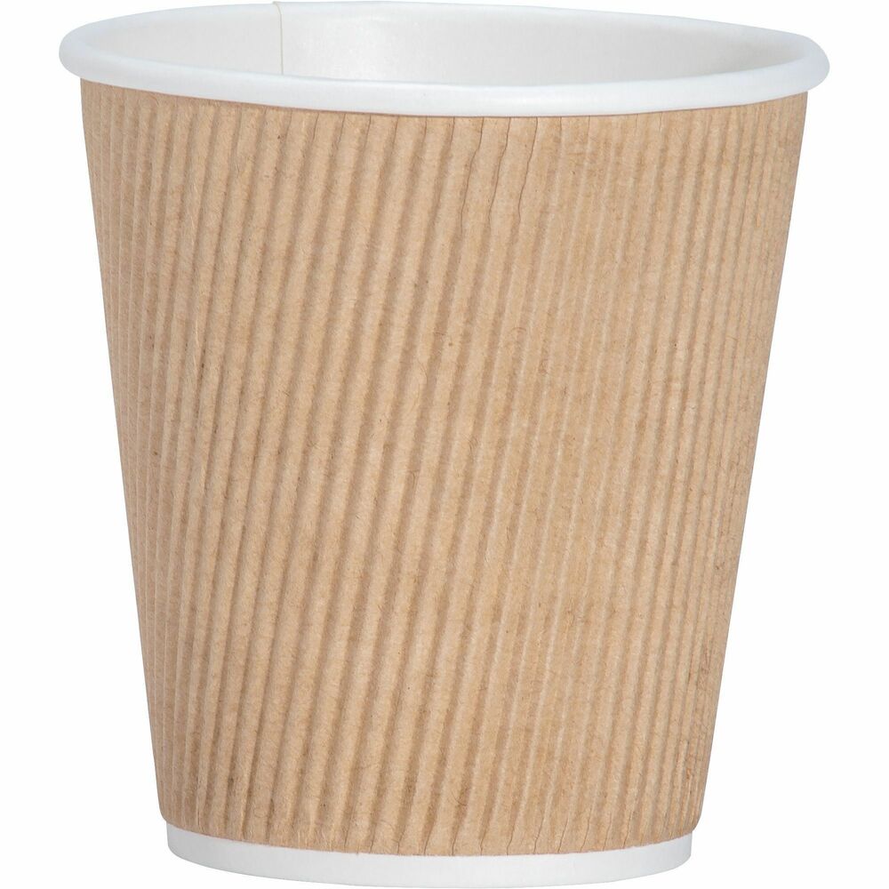 Image of Genuine Joe Hot Cups, Rippled, 10oz, 25/PK, 5PK/BD, 4BD/CT, Brown