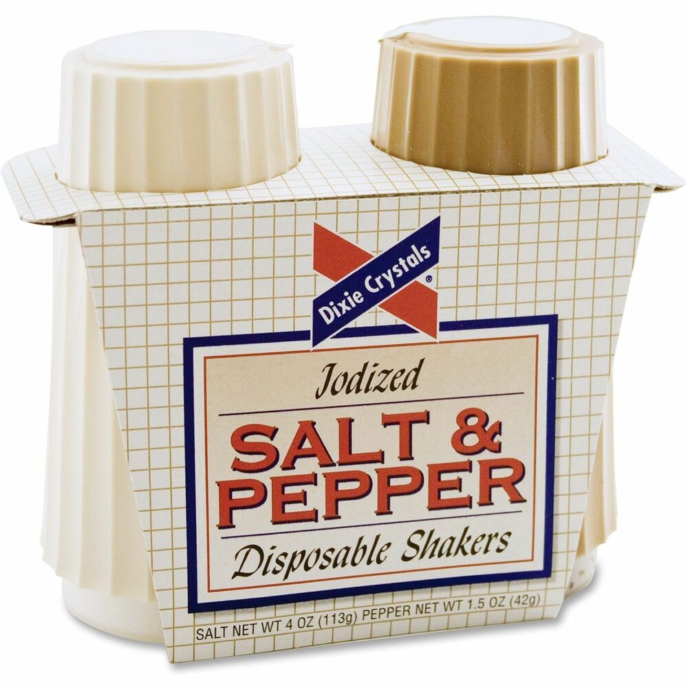 Image of Diamond Crystal Brands Salt/Pepper Shakers, 4 oz Salt, 1.5 oz Pepper, 2/PK