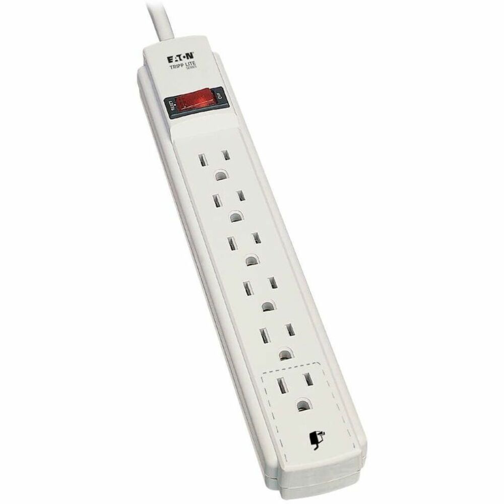 Image of Tripp Lite Power Strip, 6-Outlet, 15' Cord,1-9/10"Wx1-1/5"Dx10-4/5"H,GY