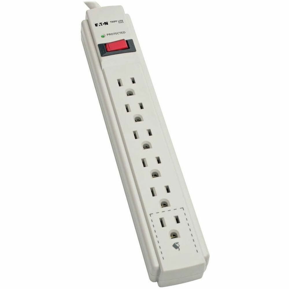 Image of Tripp Lite Surge Protector,6-Outlet,8'Cord,1-9/10"Wx1-1/5"Dx10-4/5"H,GY